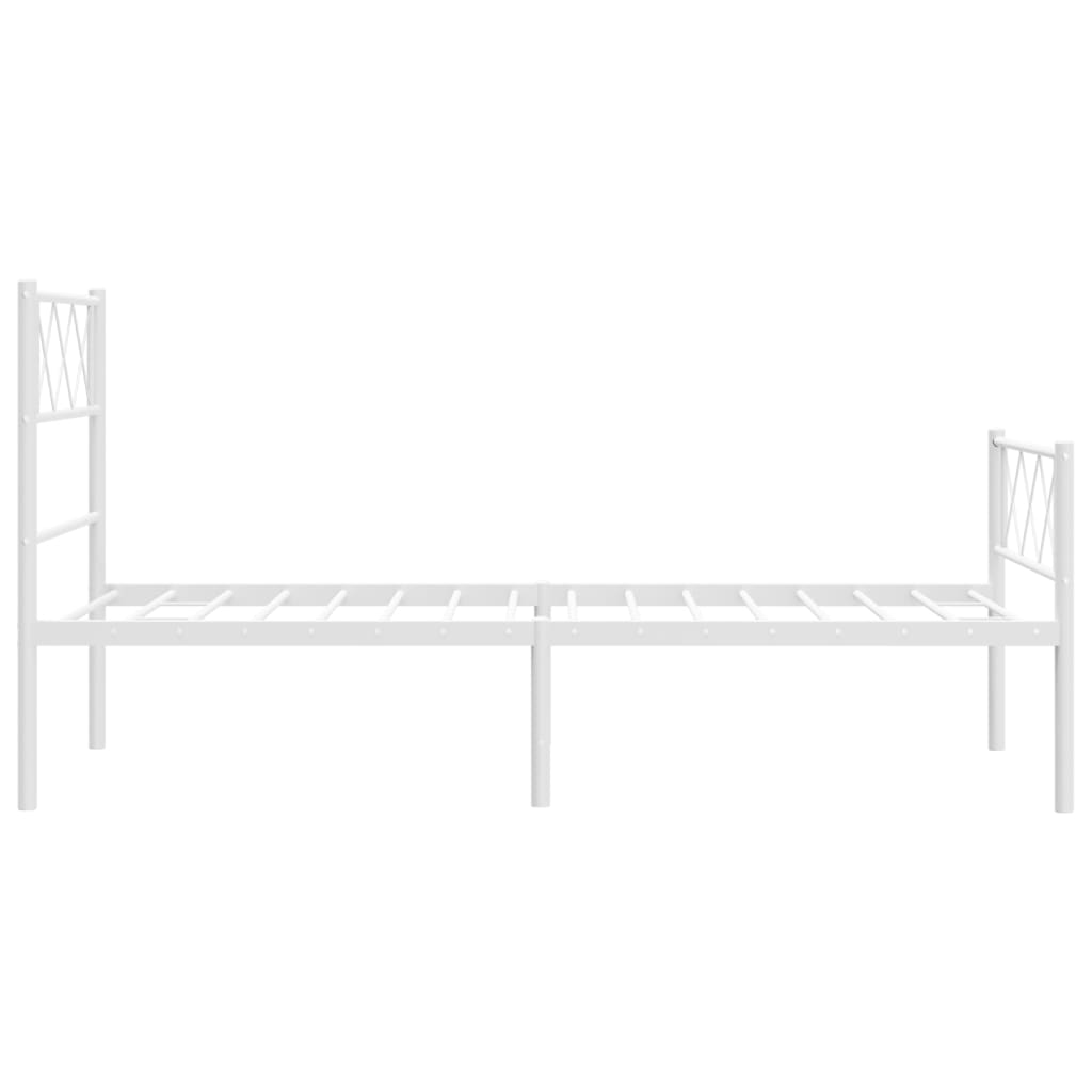 White Metal Bed Frame with Footboard 90x200cm - No Mattress Included