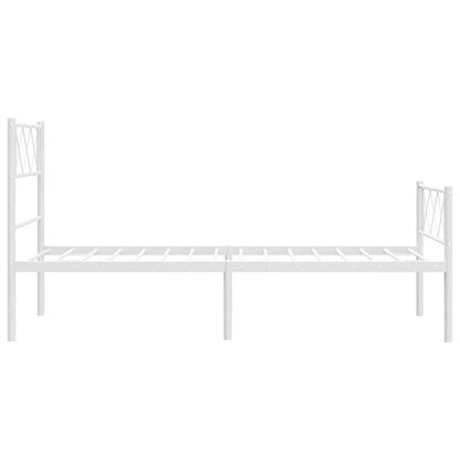 White Metal Bed Frame with Footboard 90x200cm - No Mattress Included