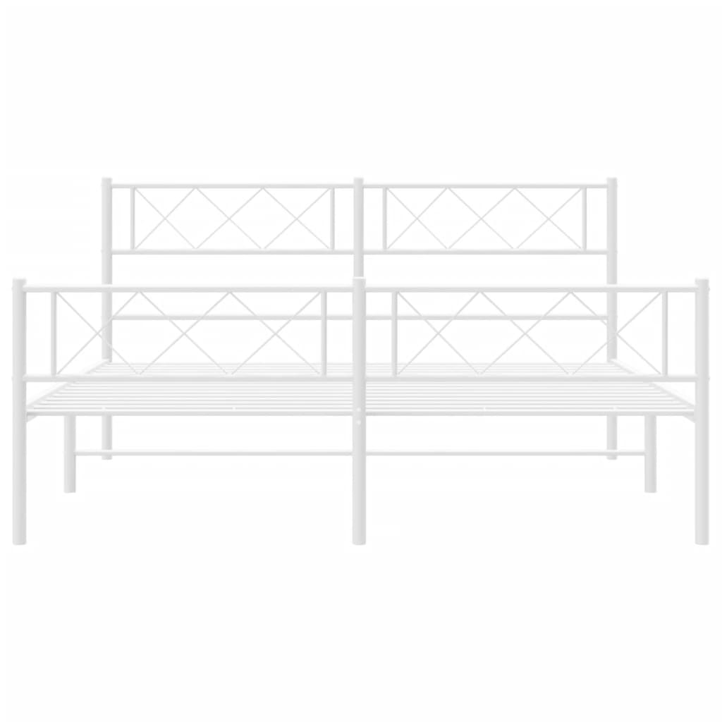 White Metal Bed Frame with Footboard, 120x200cm, No Mattress