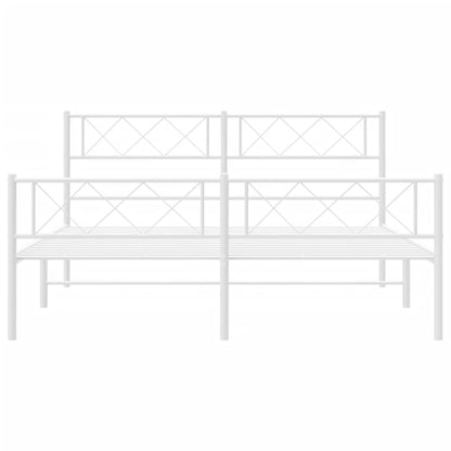 White Metal Bed Frame with Footboard, 120x200cm, No Mattress
