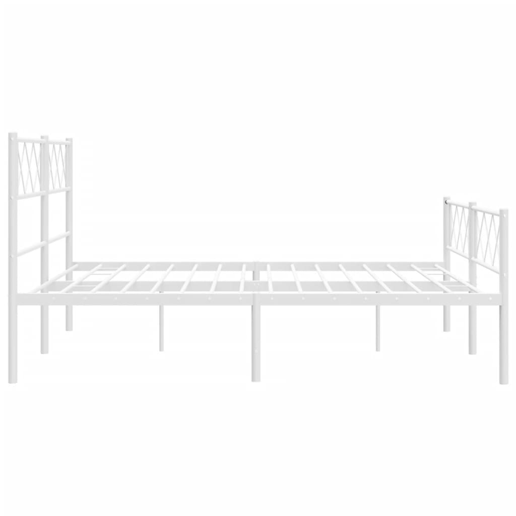 White Metal Bed Frame with Footboard, 120x200cm, No Mattress