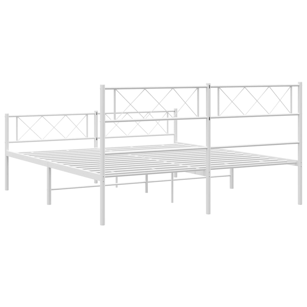White Metal Bed Frame with Footboard, 120x200cm, No Mattress