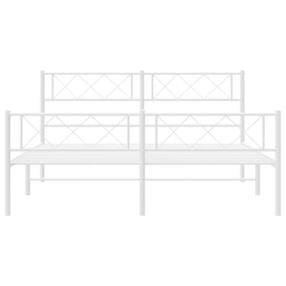 Metal Bed Frame without Mattress with Footboard White 140x200cm