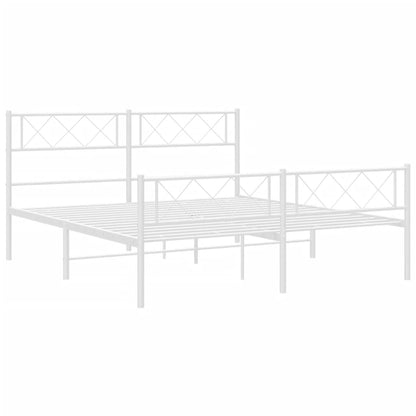Metal Bed Frame without Mattress with Footboard White 140x200cm