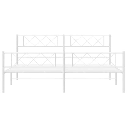White Metal Bed Frame with Footboard - 183x213cm (Mattress Not Included)