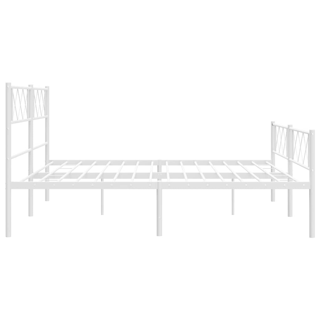 White Metal Bed Frame with Footboard - 183x213cm (Mattress Not Included)