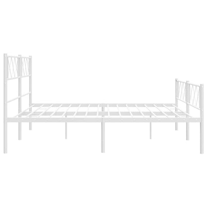 White Metal Bed Frame with Footboard - 183x213cm (Mattress Not Included)