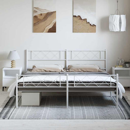Metal Bed Frame without Mattress with Footboard White 193x203cm