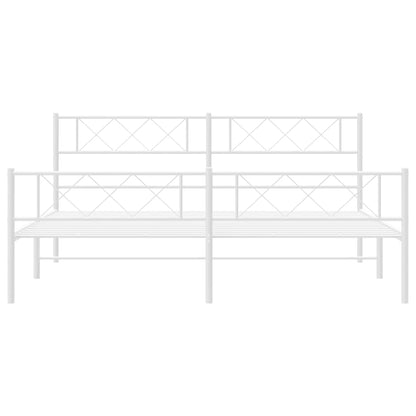 Metal Bed Frame without Mattress with Footboard White 193x203cm