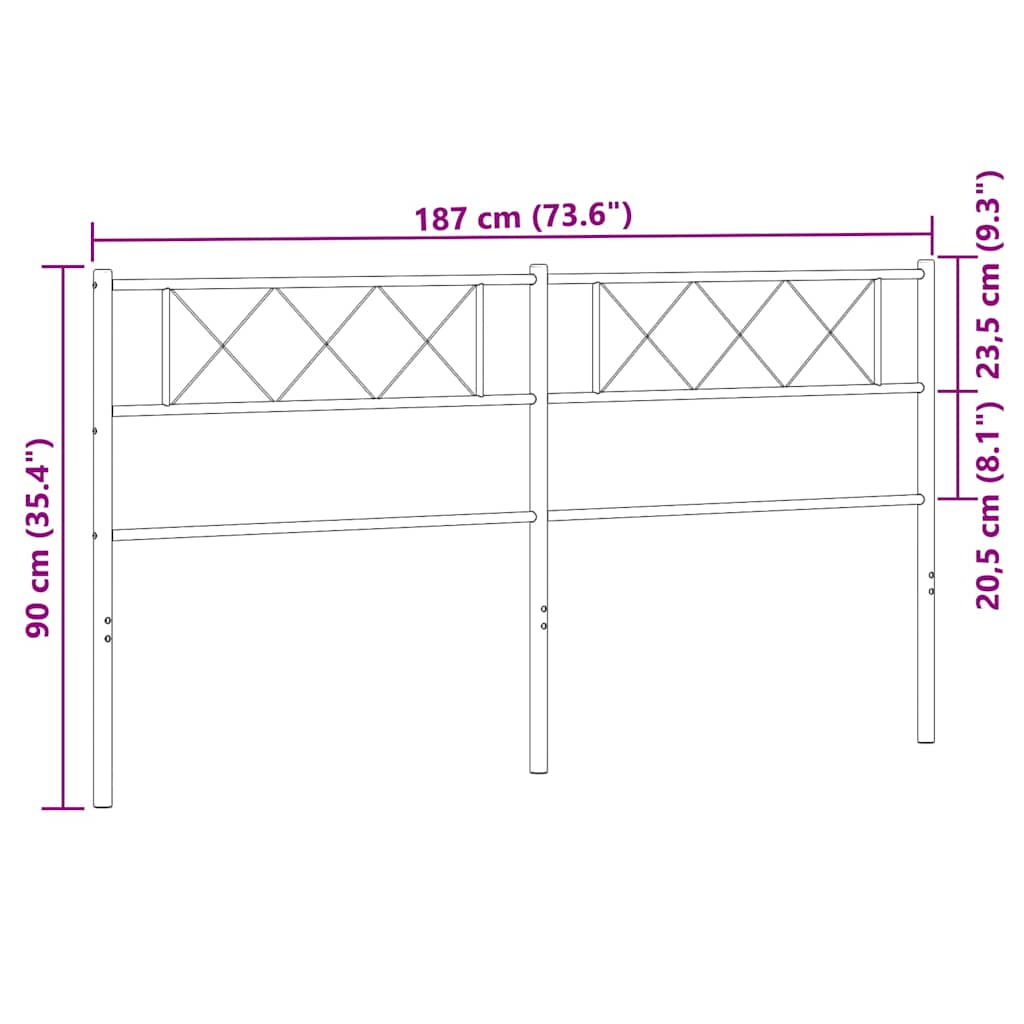 Elegant White Metal Headboard - 180 cm