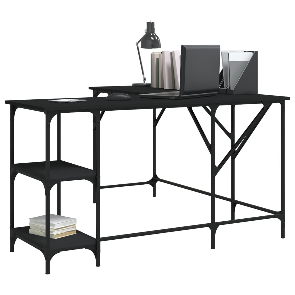 Black Engineered Wood Desk - 139x139x75 cm