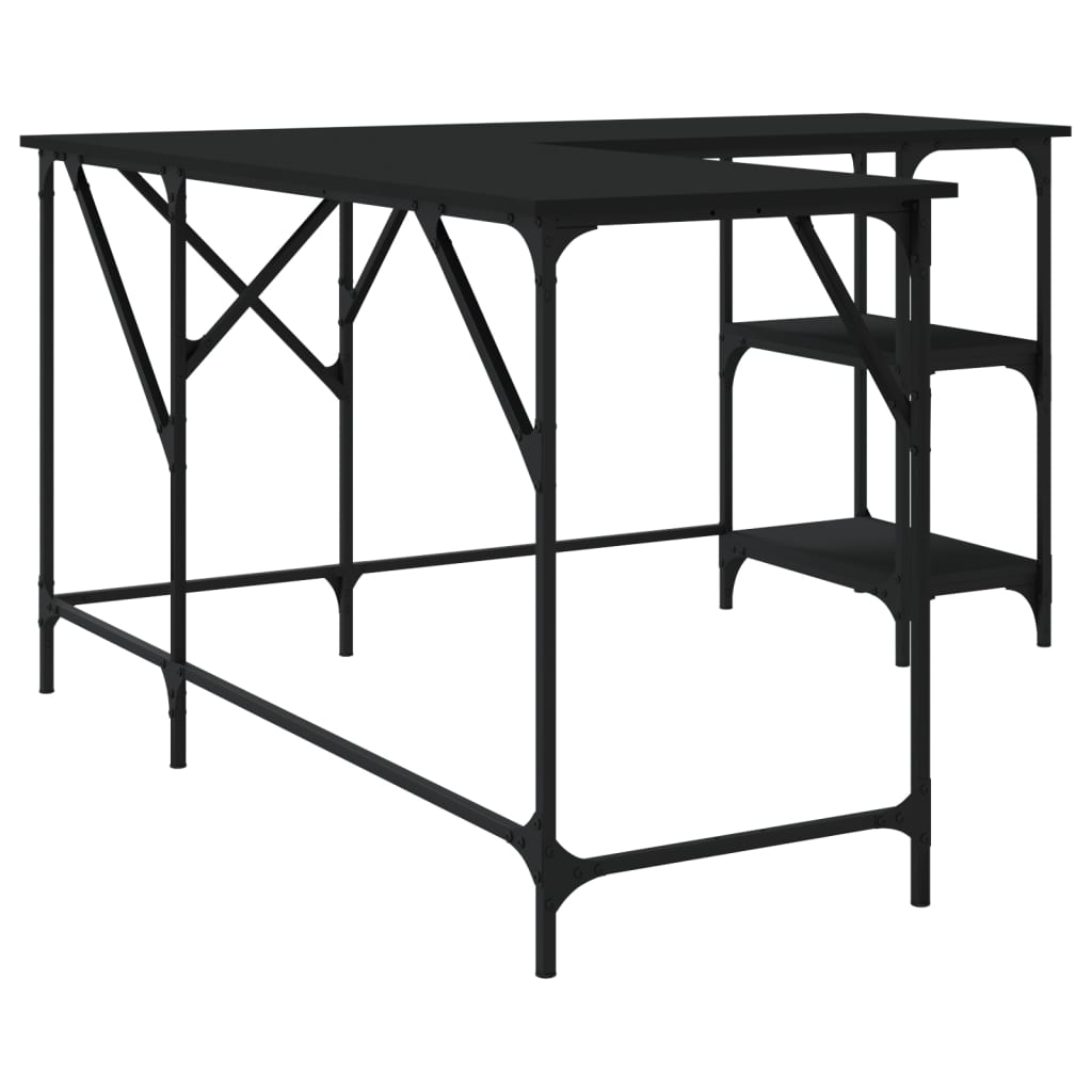 Black Engineered Wood Desk - 139x139x75 cm