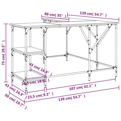 Black Engineered Wood Desk - 139x139x75 cm