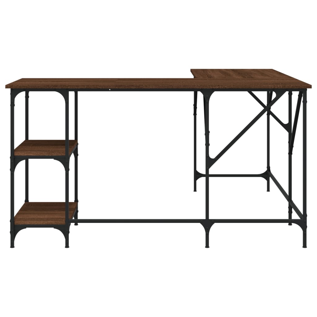 Stylish Brown Oak Engineered Wood Desk, 139x139x75 cm