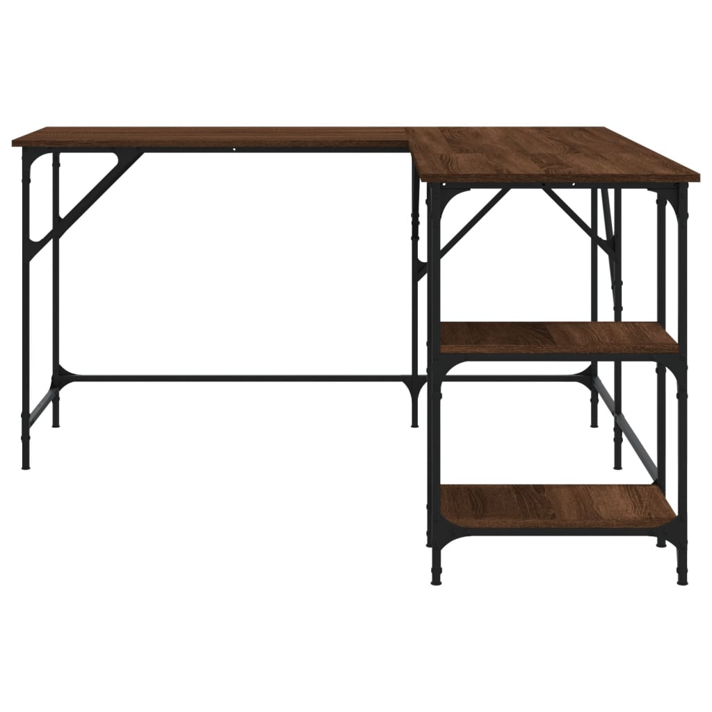 Stylish Brown Oak Engineered Wood Desk, 139x139x75 cm