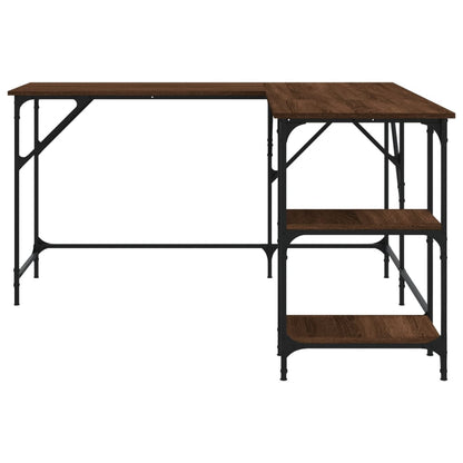 Stylish Brown Oak Engineered Wood Desk, 139x139x75 cm