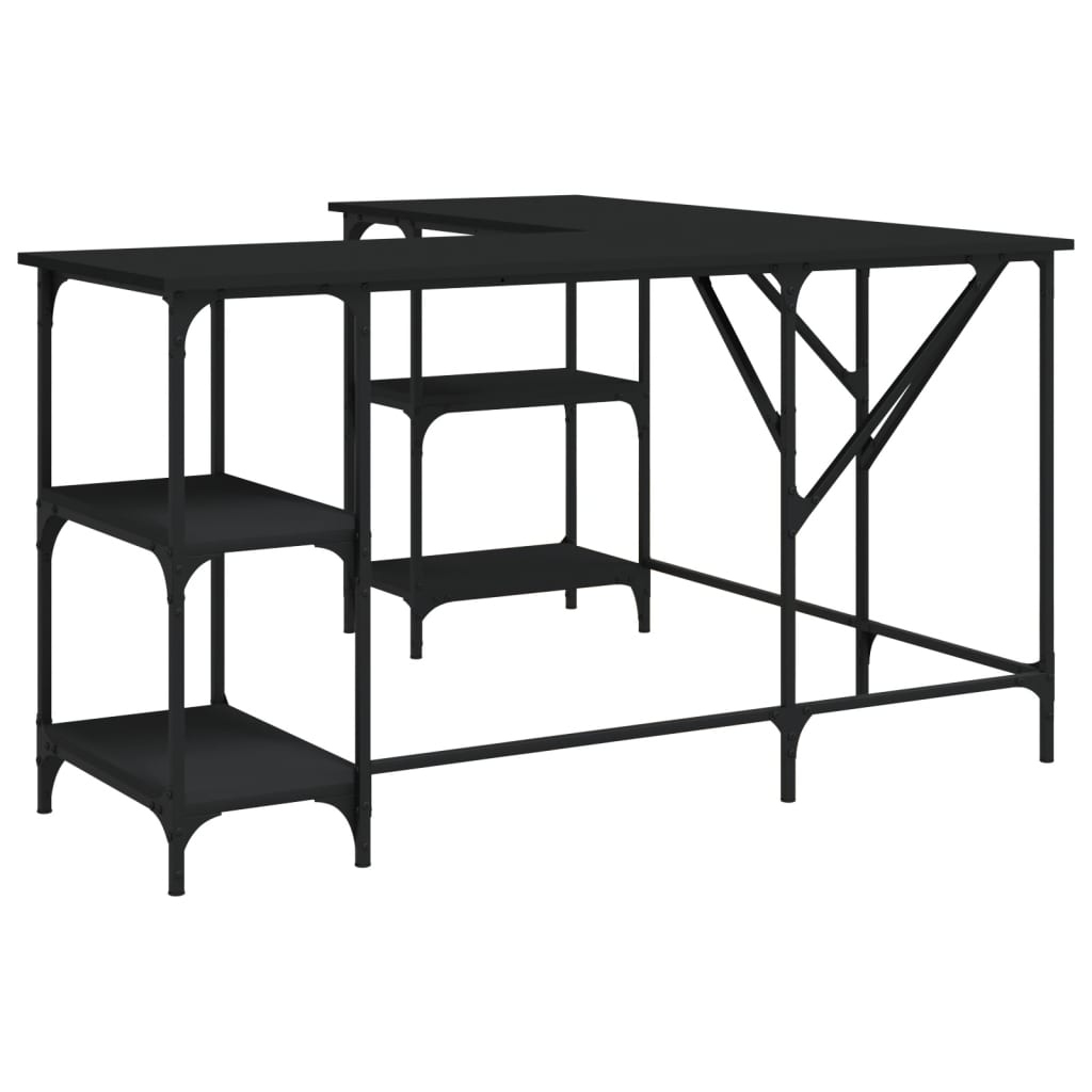 Stylish Black Engineered Wood Desk 139x139x75 cm