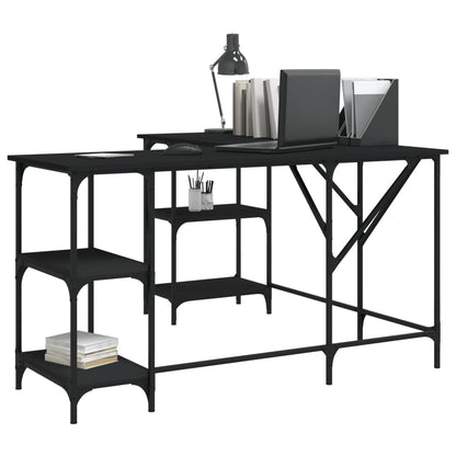 Stylish Black Engineered Wood Desk 139x139x75 cm