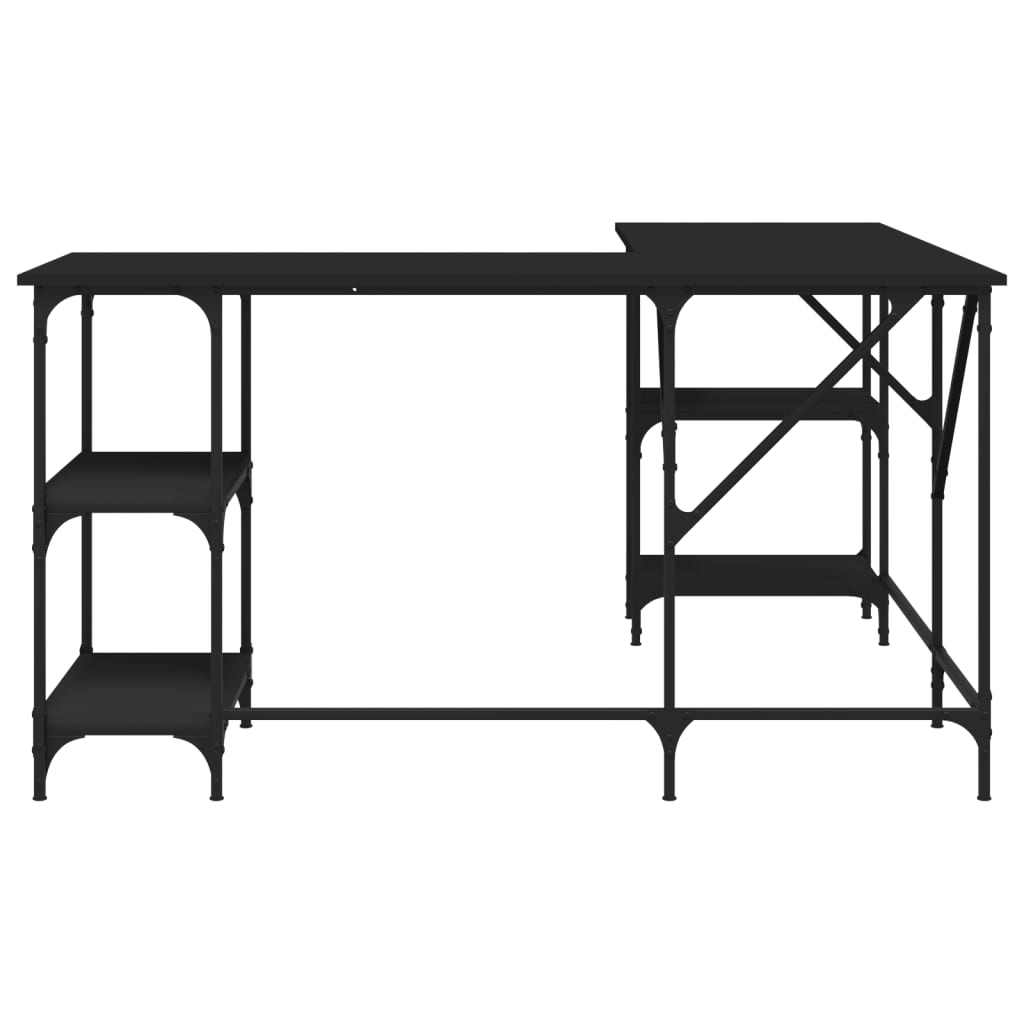 Stylish Black Engineered Wood Desk 139x139x75 cm