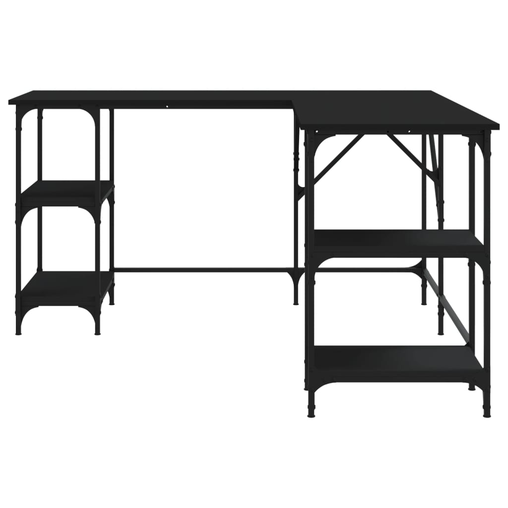 Stylish Black Engineered Wood Desk 139x139x75 cm