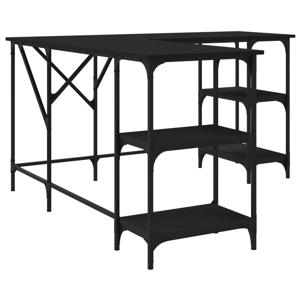 Stylish Black Engineered Wood Desk 139x139x75 cm