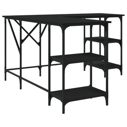 Stylish Black Engineered Wood Desk 139x139x75 cm