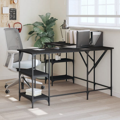Stylish Black Engineered Wood Desk 139x139x75 cm