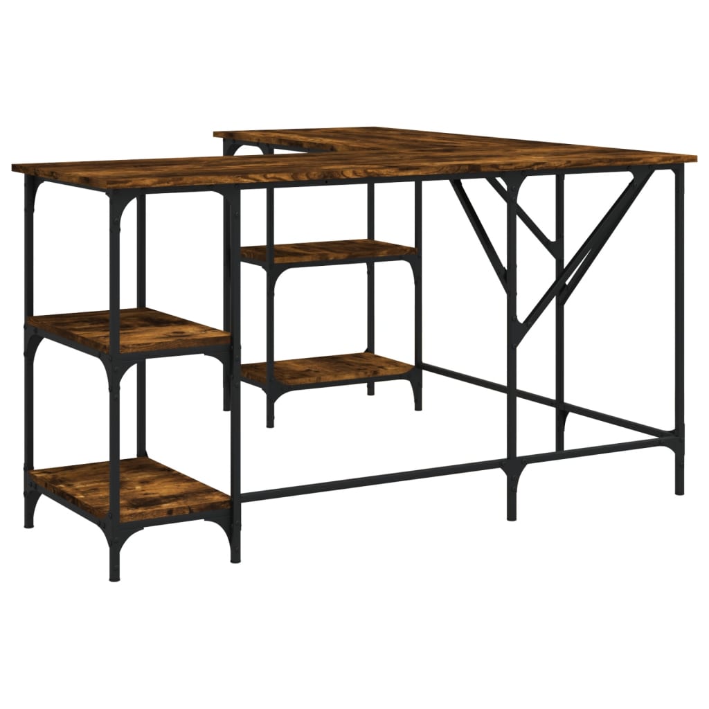 Smoked Oak 139x139x75 cm Engineered Wood Desk - Stylish & Durable