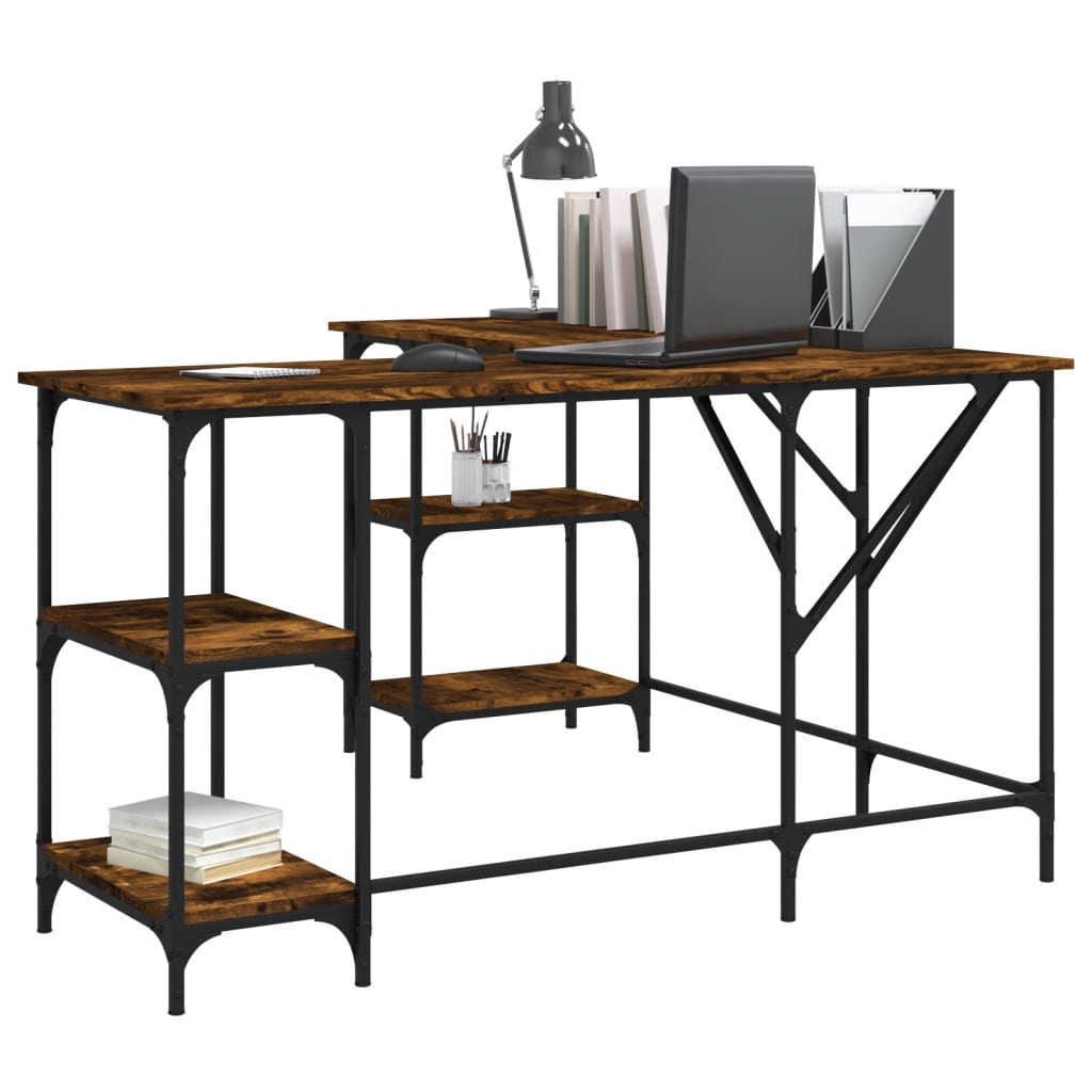 Smoked Oak 139x139x75 cm Engineered Wood Desk - Stylish & Durable