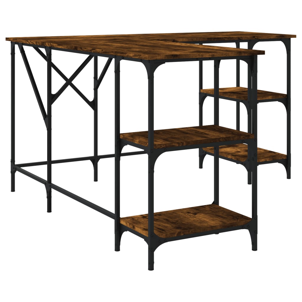 Smoked Oak 139x139x75 cm Engineered Wood Desk - Stylish & Durable