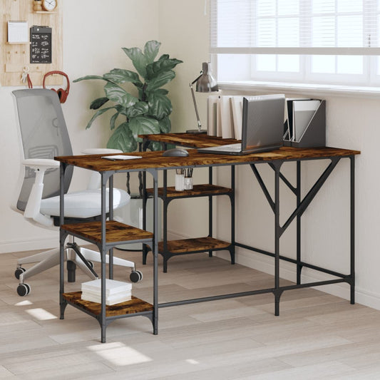 Smoked Oak 139x139x75 cm Engineered Wood Desk - Stylish & Durable
