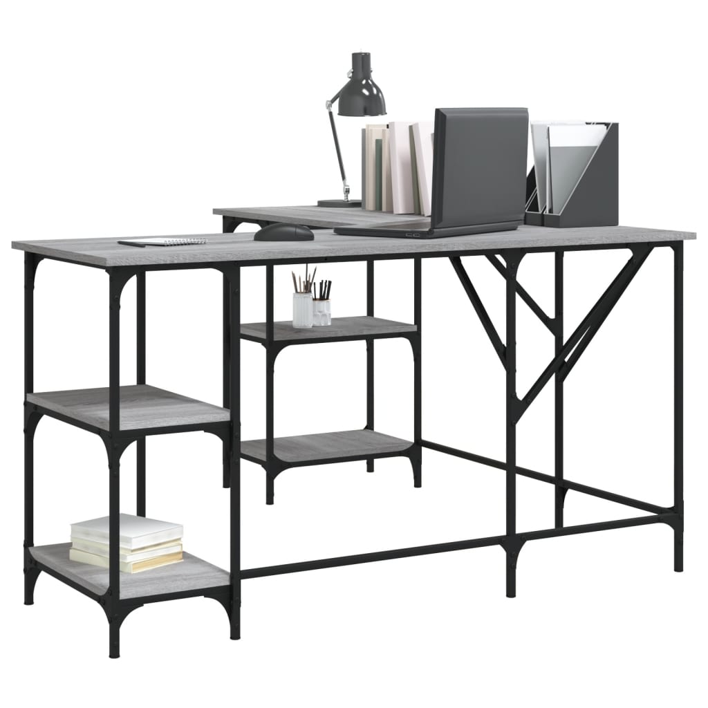 Grey Sonoma Engineered Wood Desk 139x139x75 cm