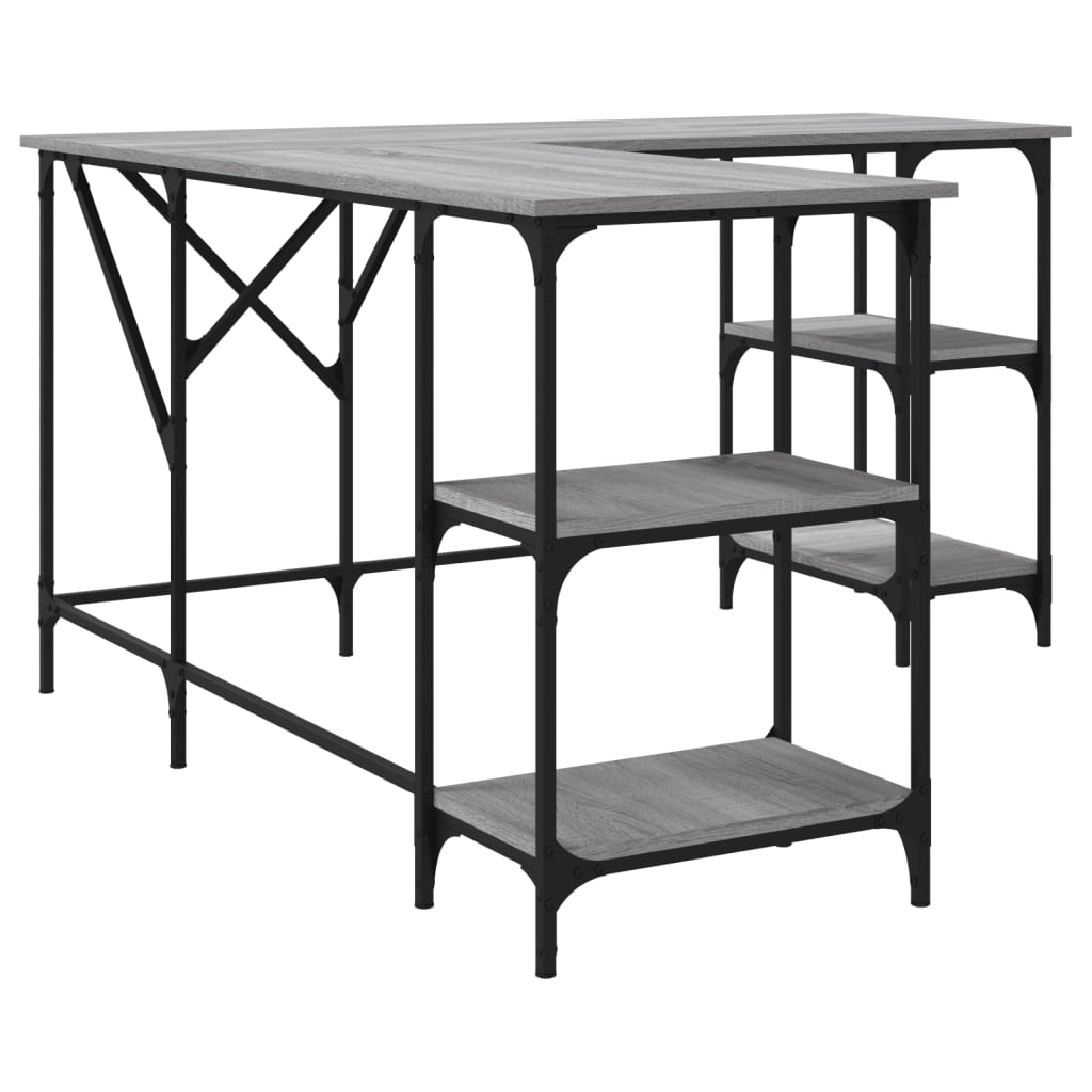 Grey Sonoma Engineered Wood Desk 139x139x75 cm