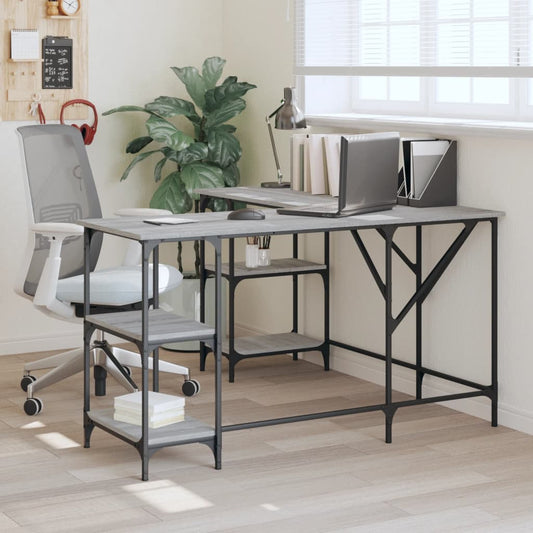 Grey Sonoma Engineered Wood Desk 139x139x75 cm