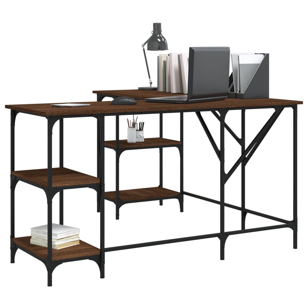 Stylish Brown Oak Desk 139x139x75 cm - Engineered Wood