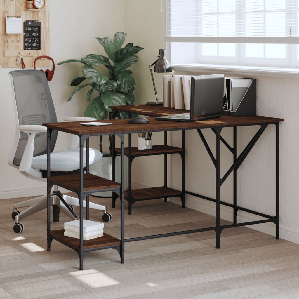 Stylish Brown Oak Desk 139x139x75 cm - Engineered Wood