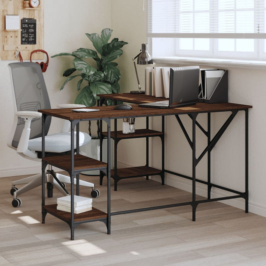 Stylish Brown Oak Desk 139x139x75 cm - Engineered Wood