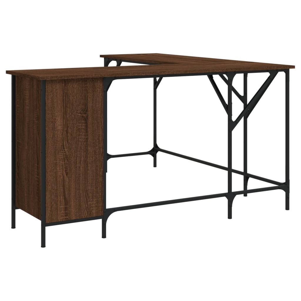 Brown Oak Engineered Wood Desk 141x141x75cm - Stylish & Sturdy