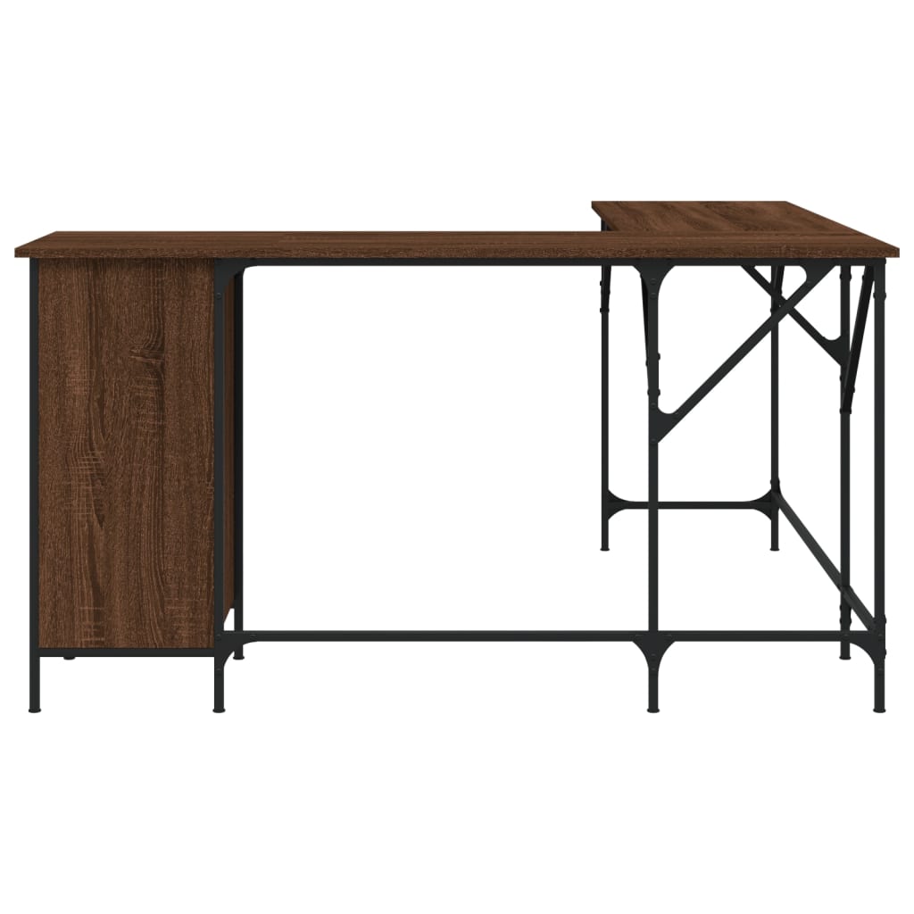 Brown Oak Engineered Wood Desk 141x141x75cm - Stylish & Sturdy