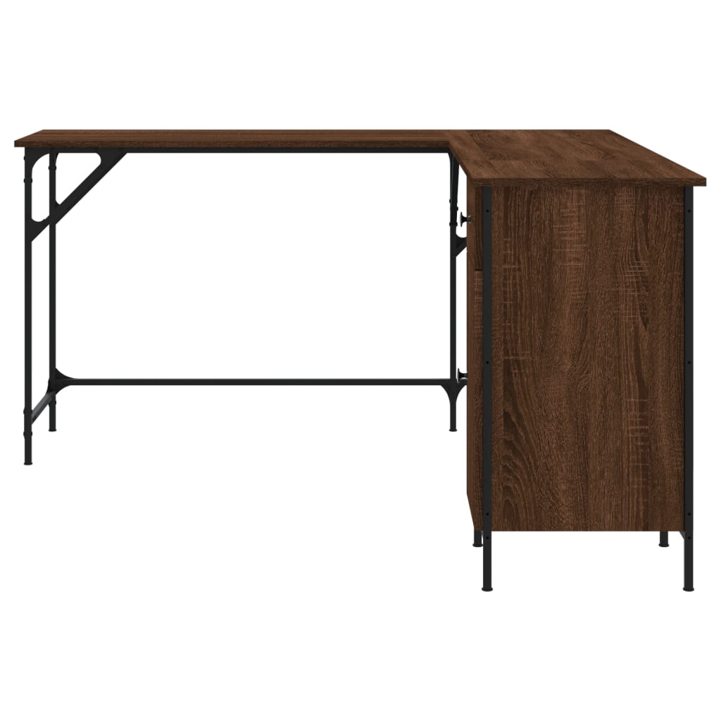 Brown Oak Engineered Wood Desk 141x141x75cm - Stylish & Sturdy