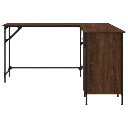 Brown Oak Engineered Wood Desk 141x141x75cm - Stylish & Sturdy