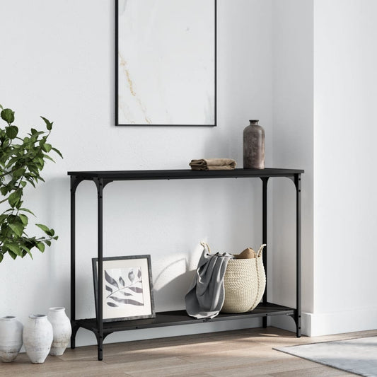 Sleek Black Console Table 101x30.5x75 cm in Engineered Wood