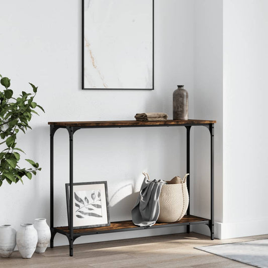 Smoked Oak Console Table - Engineered Wood, 101x30.5x75 cm