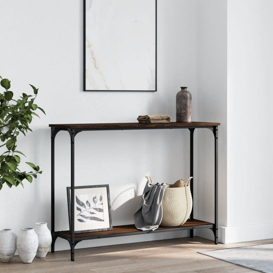 Brown Oak Console Table, Engineered Wood, 101x30.5x75 cm