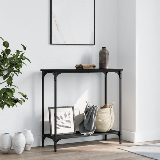 Sleek Black Console Table 75x30.5x75 cm, Engineered Wood Design