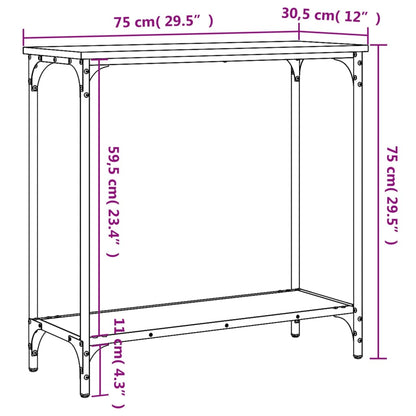 Grey Sonoma Console Table 75x30.5x75 cm - Engineered Wood