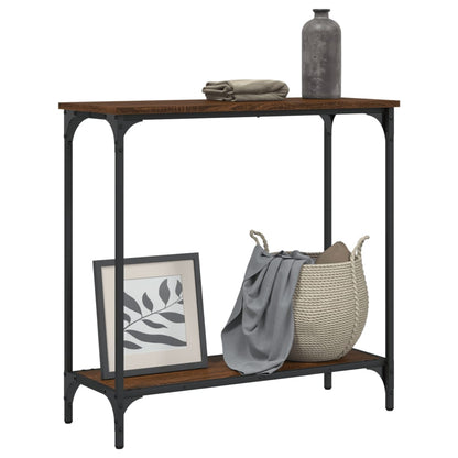 Brown Oak Console Table - 75x30.5x75 cm Engineered Wood