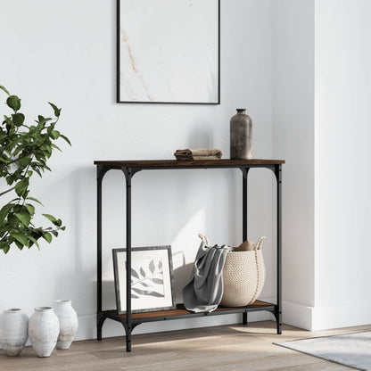 Brown Oak Console Table - 75x30.5x75 cm Engineered Wood