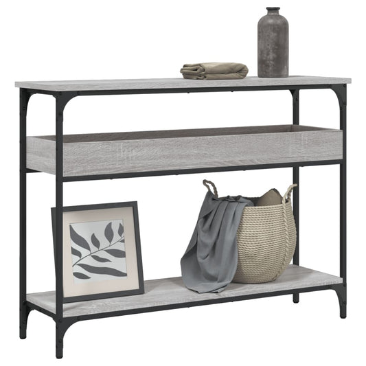 Grey Sonoma Console Table with Shelf - 100x29x75cm Engineered Wood