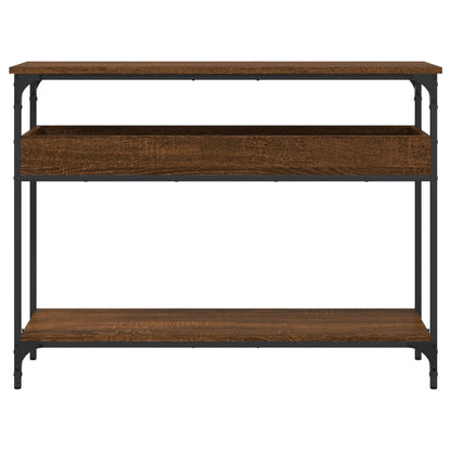 Brown Oak Console Table with Shelf - 100x29x75cm Engineered Wood